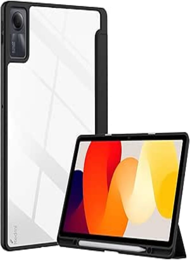 Robustrion Cover for Redmi Pad SE 11 inch Cover Case, Hybrid Cover Case with Transparent Back for Redmi Pad SE 11 inch Tablet [Auto Sleep/Wake Support] - Black